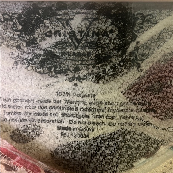 V Cristina Beige Multi Abstract V-Neck Short Sleeve Top - Picture 2 of 4